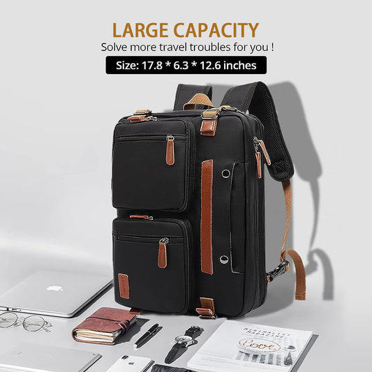 3 in 1 Laptop Bag for Men, 17.3 Inch Work Bags for Men, Laptop Backpack, Briefcases, Messenger Bag, Computer Bags for Laptops for Men Women, Black