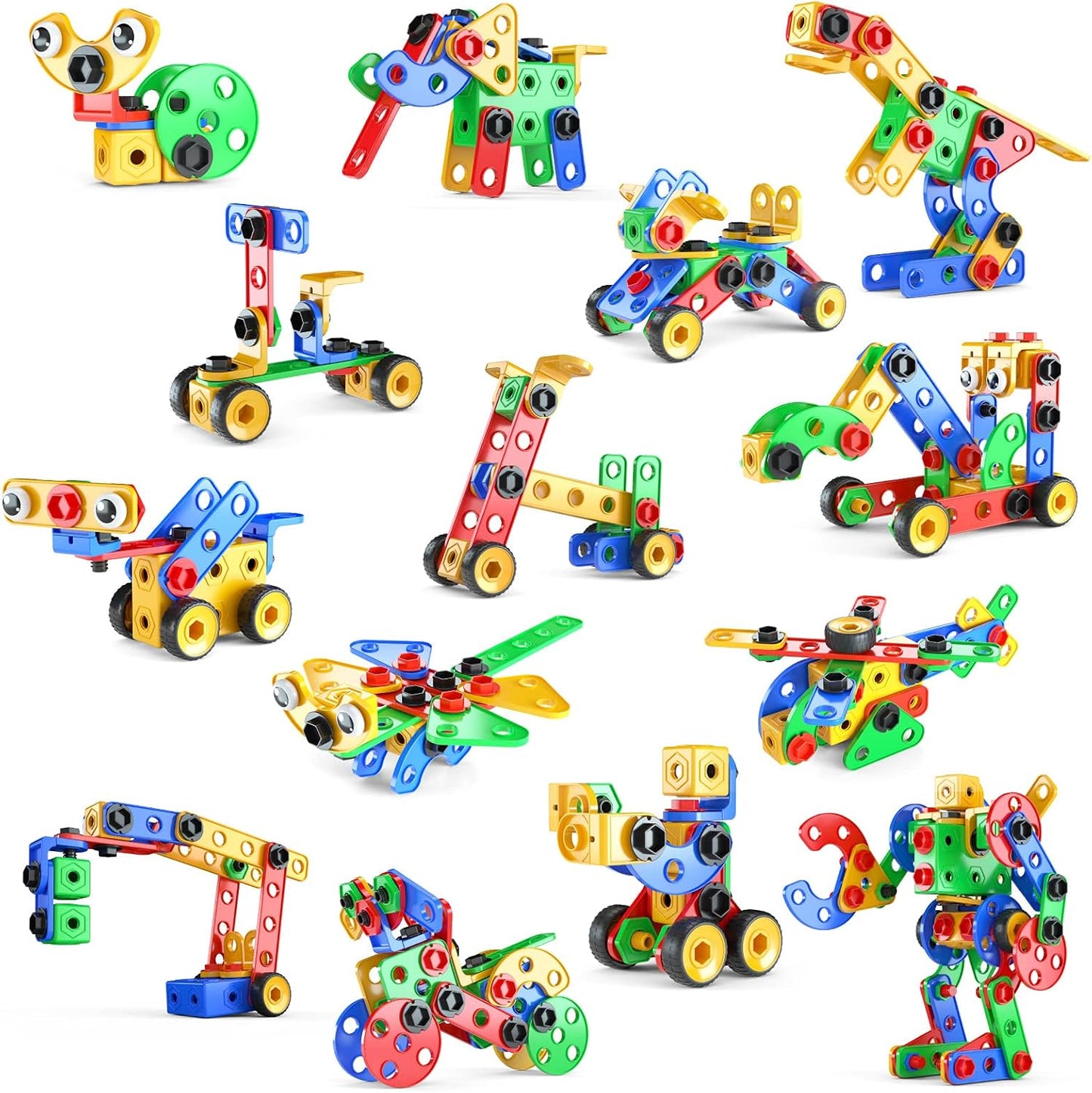STEM Toys Building Blocks - 116 PCS Educational Construction Tiles Set Engineering Kit Learning Resources Christmas Birthday Gift for Toddlers Kids Ages 3 4 5 6 7 8 9 10 Year Old Boys Girls
