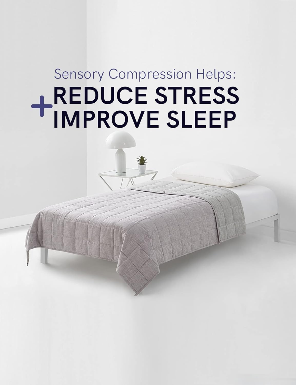 Weighted Blanket — Linen/Cotton Blend Fabric with Premium Glass Beads (Purple/Grey Reversible, 80''X87'' 15Lbs), Two Persons(70~140Lb) Sharing Use on Queen/King Bed | a Duvet Included …