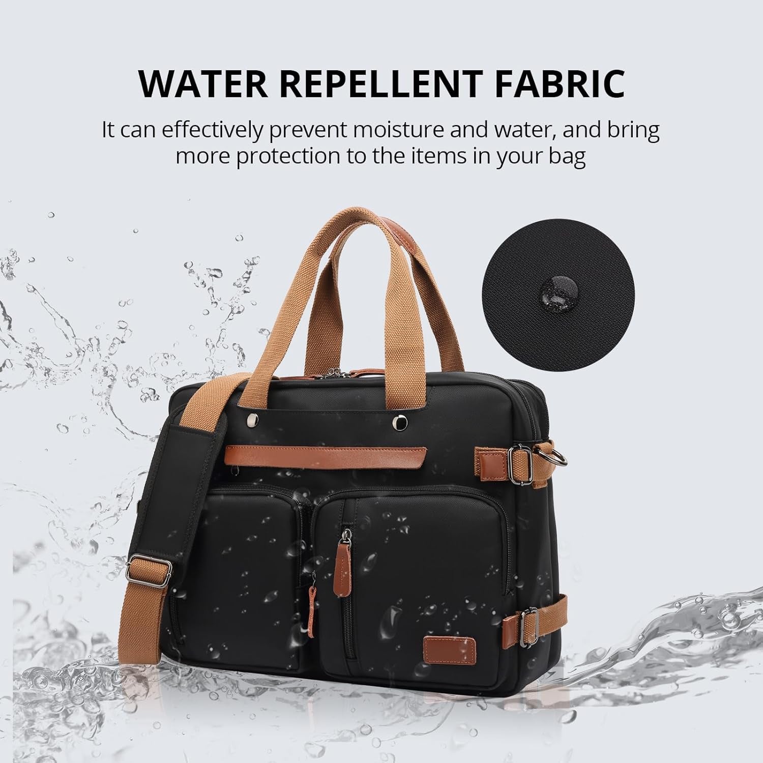 3 in 1 Laptop Bag for Men, 17.3 Inch Work Bags for Men, Laptop Backpack, Briefcases, Messenger Bag, Computer Bags for Laptops for Men Women, Black