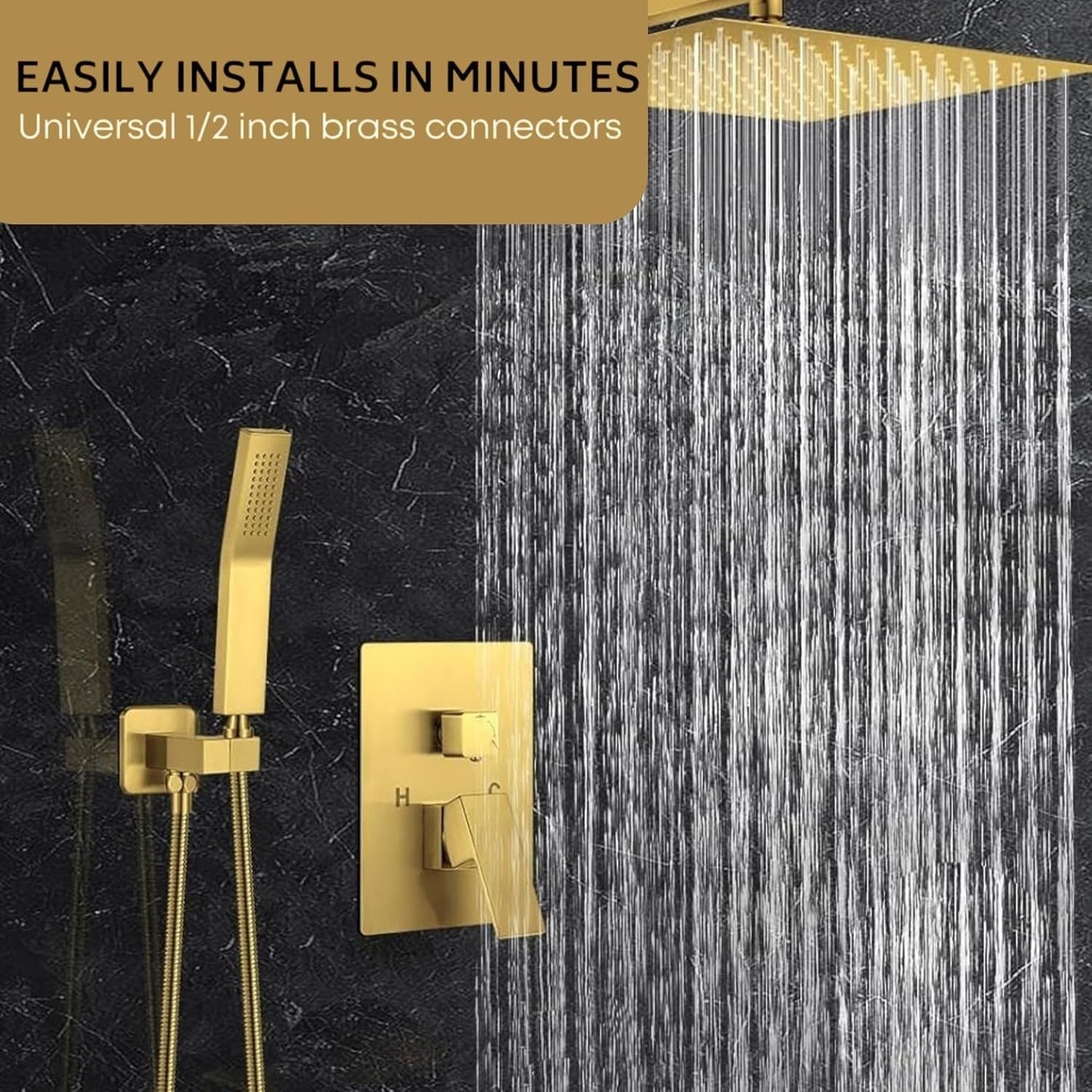 Universal 72" Extra Long Shower Replacement Hose, Leak Proof Stainless Steel Shower Hose, Kink-Free Anti-Twisting Design, Brushed Gold