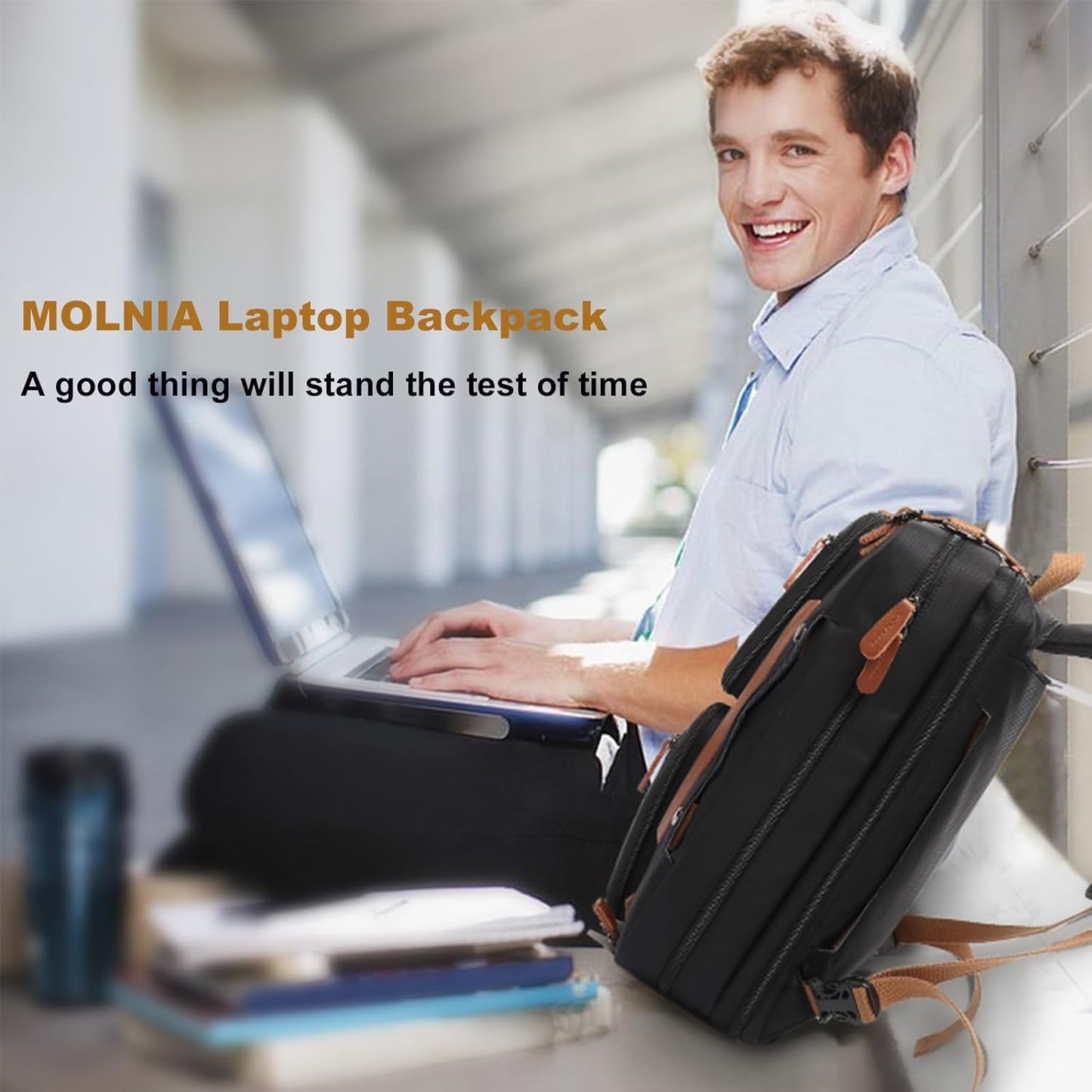 3 in 1 Laptop Bag for Men, 17.3 Inch Work Bags for Men, Laptop Backpack, Briefcases, Messenger Bag, Computer Bags for Laptops for Men Women, Black