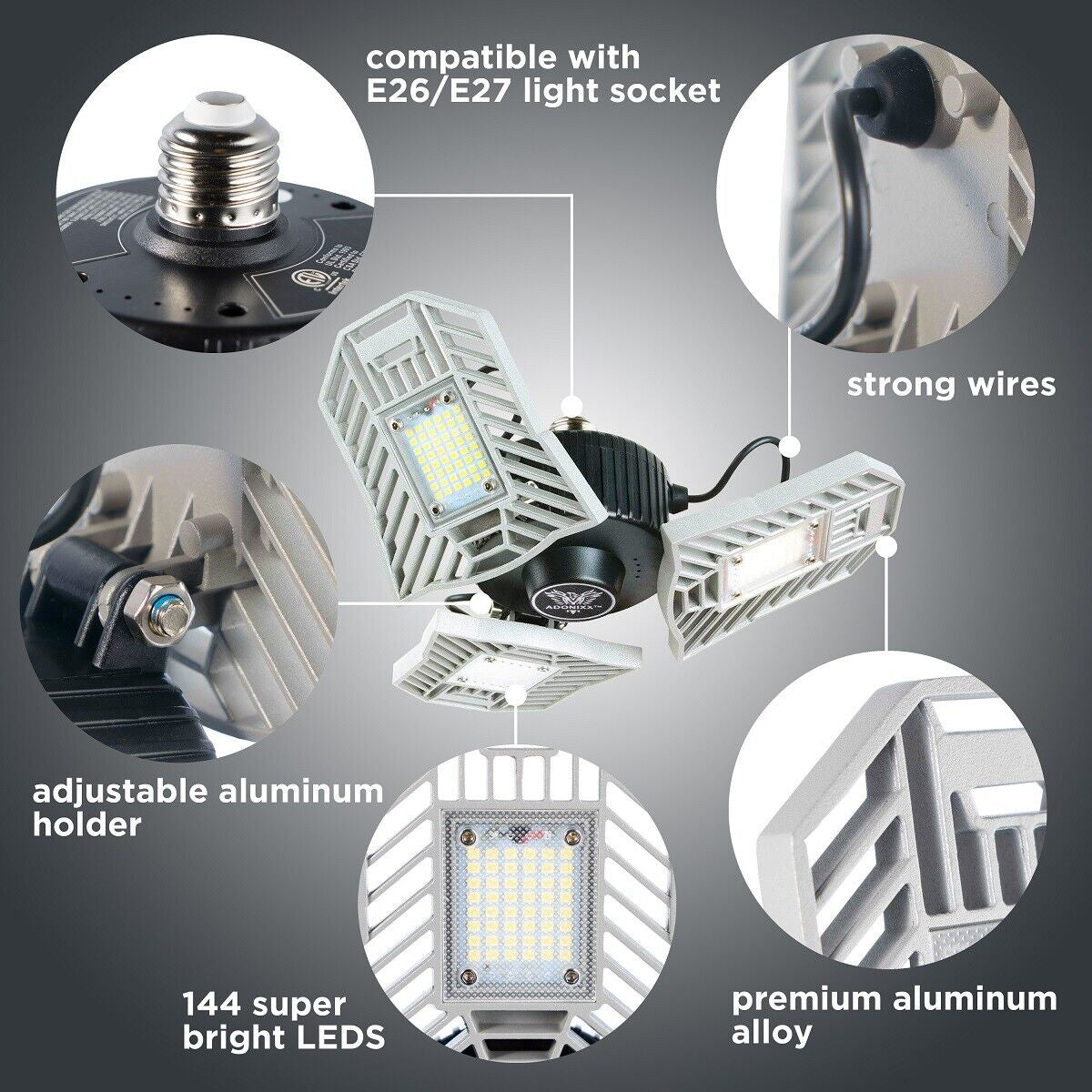 Three Led Garage Light- Led Adjustable Light-Basement Led Light