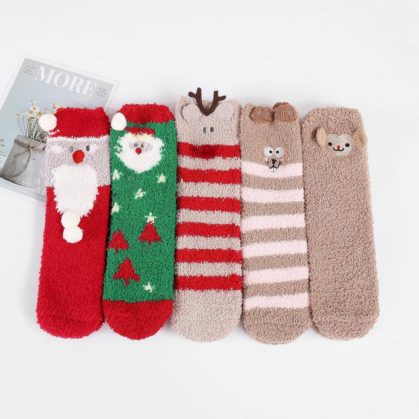 Women'S Fuzzy Slipper Socks - Warm, Fluffy, Cozy Crew Socks for Winter