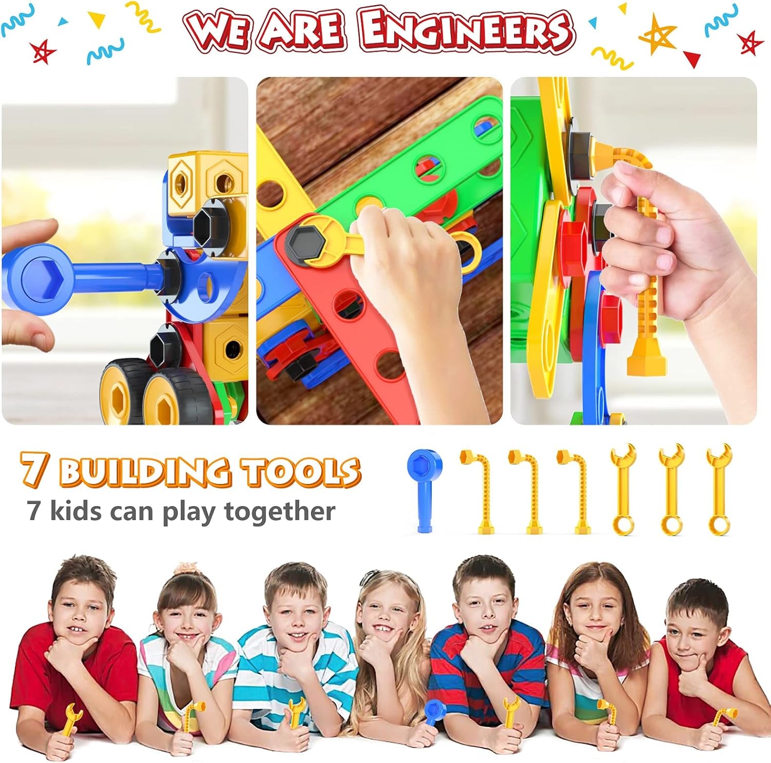 STEM Toys Building Blocks - 116 PCS Educational Construction Tiles Set Engineering Kit Learning Resources Christmas Birthday Gift for Toddlers Kids Ages 3 4 5 6 7 8 9 10 Year Old Boys Girls
