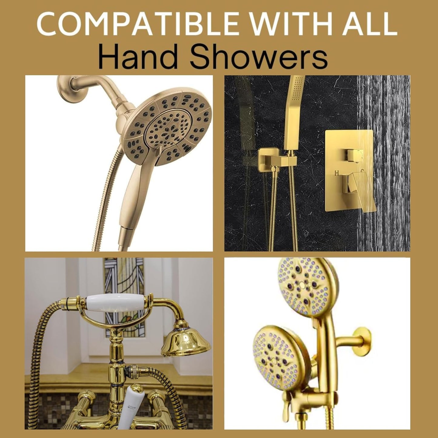 Universal 72" Extra Long Shower Replacement Hose, Leak Proof Stainless Steel Shower Hose, Kink-Free Anti-Twisting Design, Brushed Gold