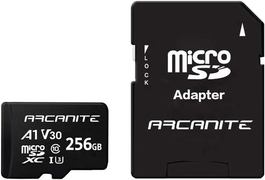256GB Microsdxc Memory Card with Adapter - A1, UHS-I U3, V30, 4K, C10, Micro SD, Optimal Read Speeds up to 90 Mb/S