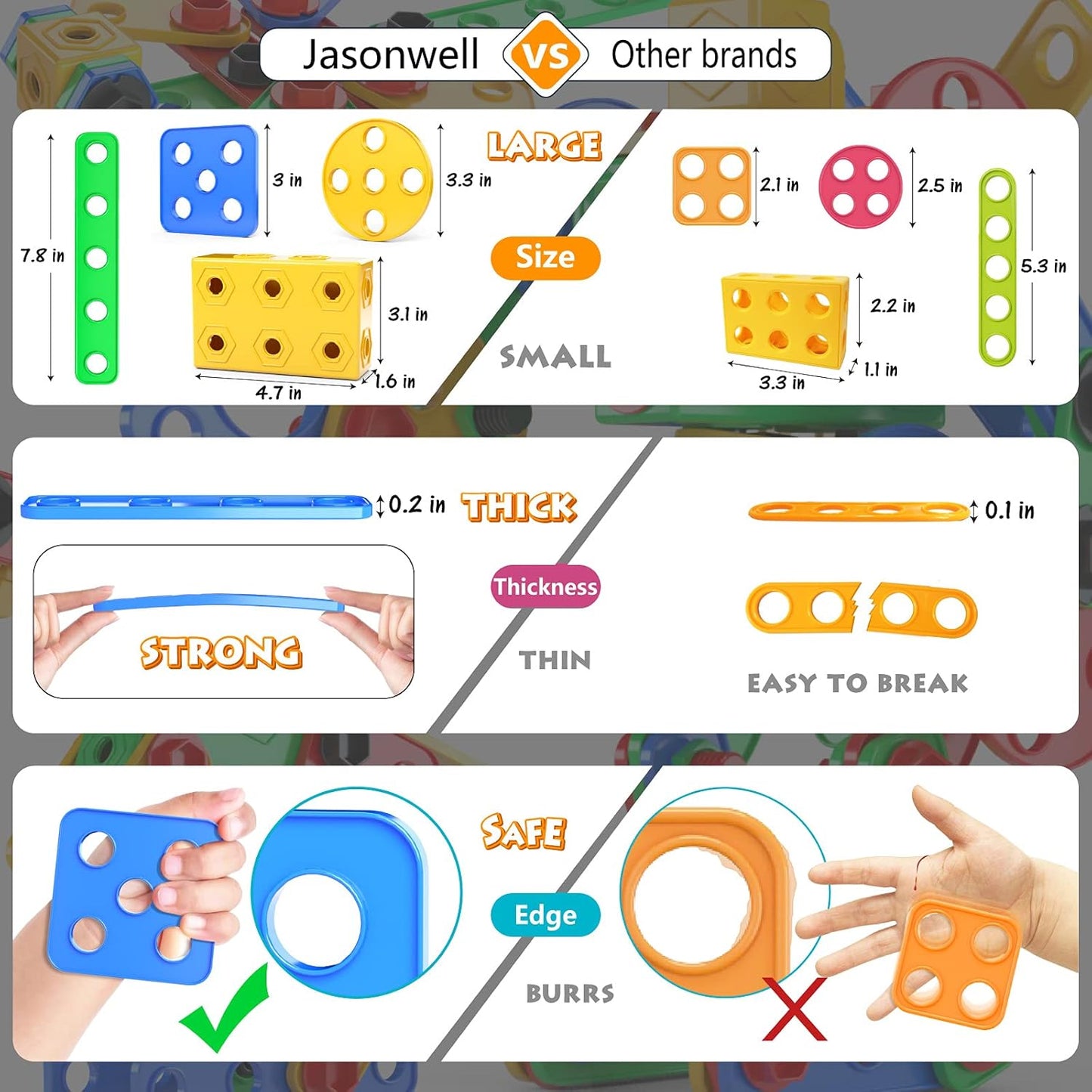 STEM Toys Building Blocks - 116 PCS Educational Construction Tiles Set Engineering Kit Learning Resources Christmas Birthday Gift for Toddlers Kids Ages 3 4 5 6 7 8 9 10 Year Old Boys Girls