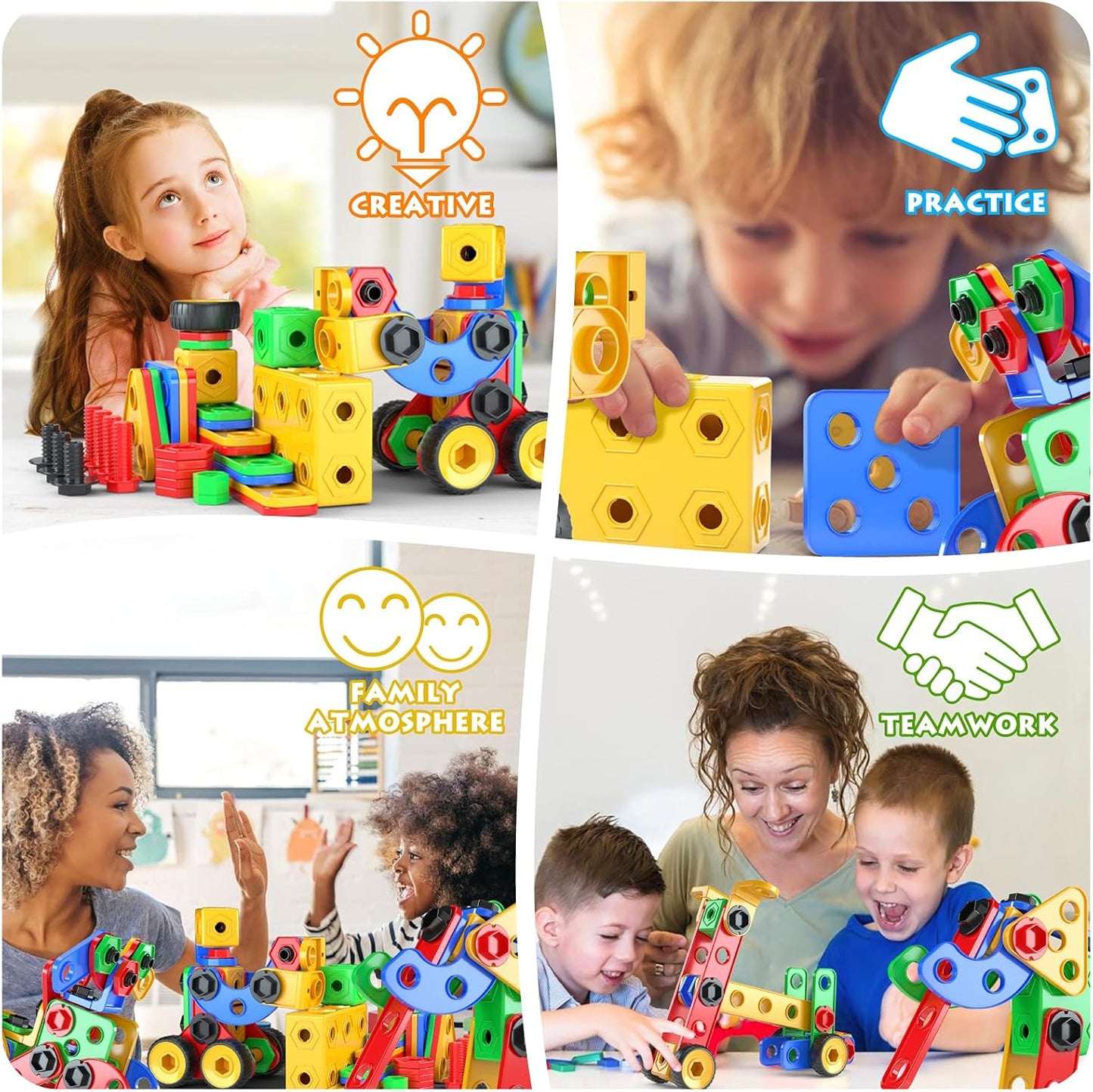 STEM Toys Building Blocks - 116 PCS Educational Construction Tiles Set Engineering Kit Learning Resources Christmas Birthday Gift for Toddlers Kids Ages 3 4 5 6 7 8 9 10 Year Old Boys Girls