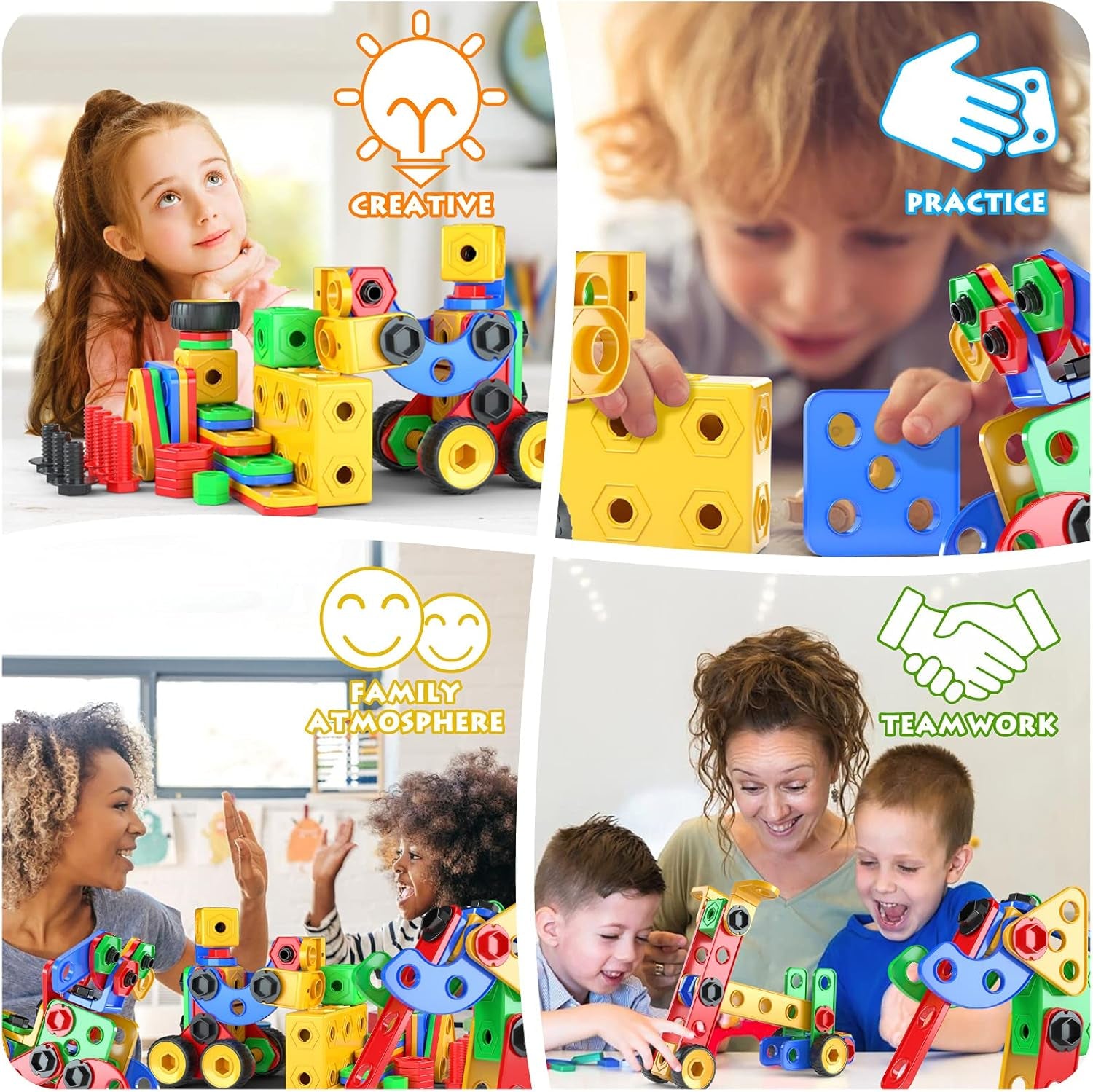STEM Toys Building Blocks - 116 PCS Educational Construction Tiles Set Engineering Kit Learning Resources Christmas Birthday Gift for Toddlers Kids Ages 3 4 5 6 7 8 9 10 Year Old Boys Girls