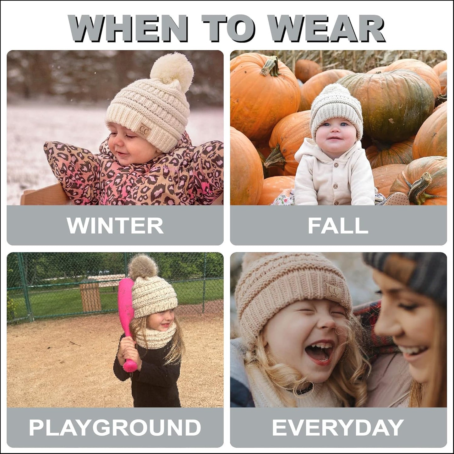 Toddler Pom Beanie – Kids Winter Hat for Ages 1–4, Baby Boy & Girl Knit Beanies, Warm Cozy Knit Snow Hats