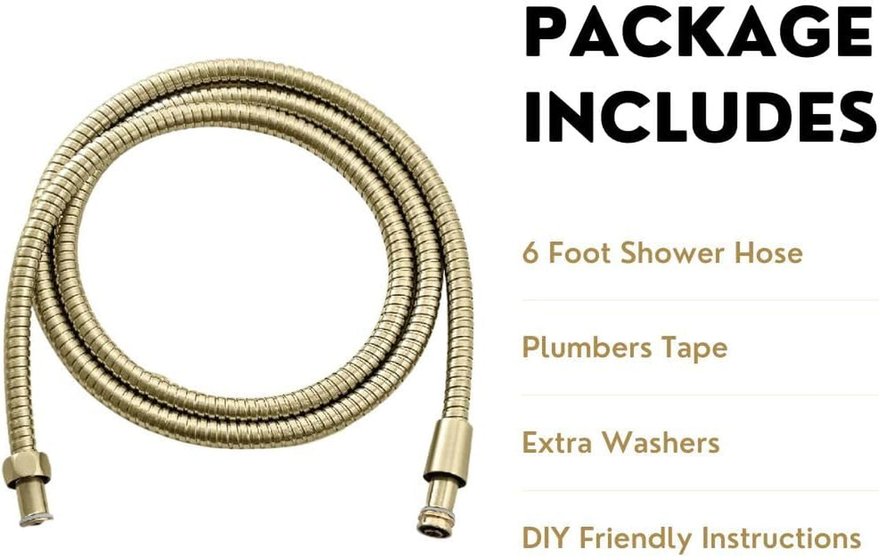 Universal 72" Extra Long Shower Replacement Hose, Leak Proof Stainless Steel Shower Hose, Kink-Free Anti-Twisting Design, Brushed Gold